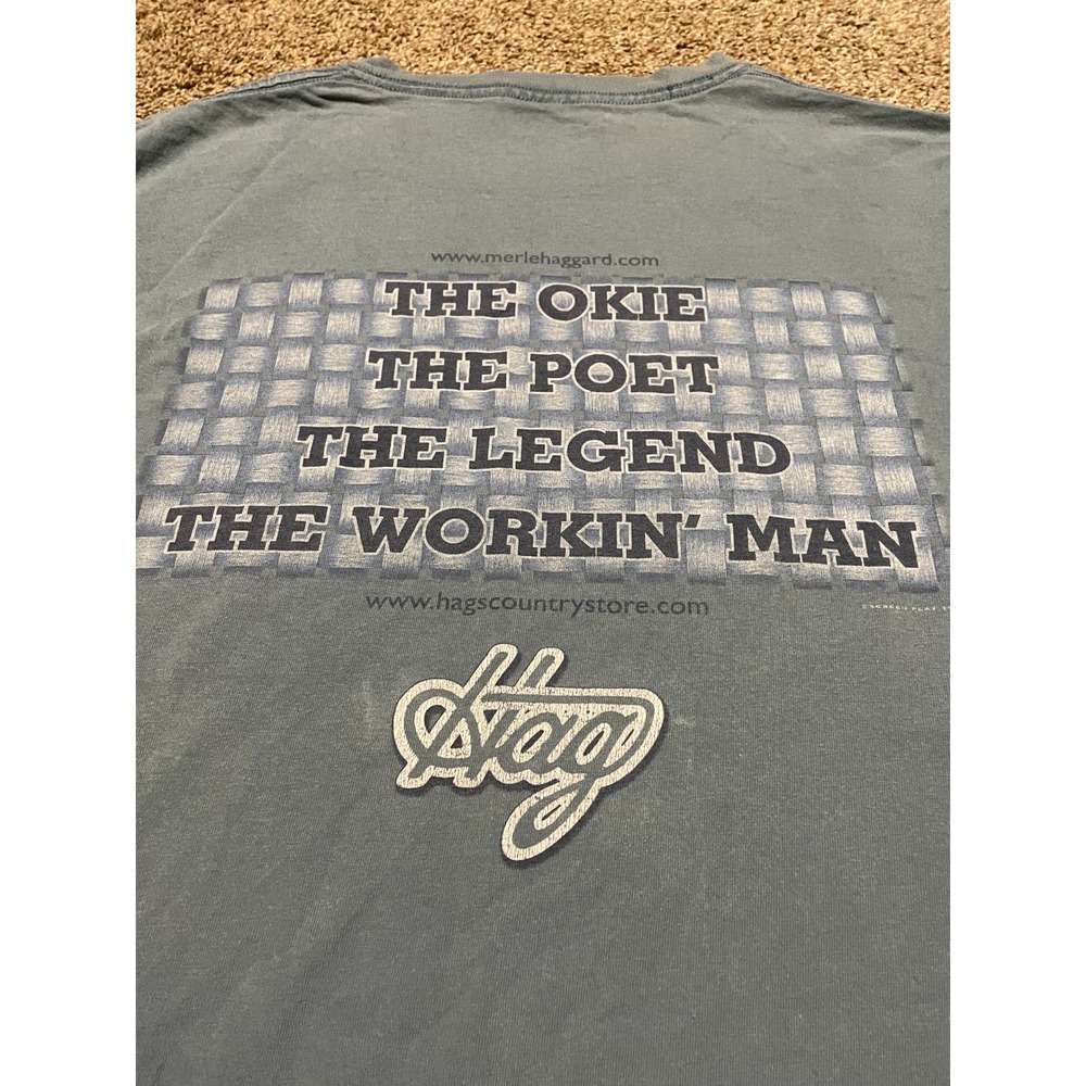 Vintage Merle Haggard Delta Magnum Weight T-Shirt Blue The Okie The Legend XL